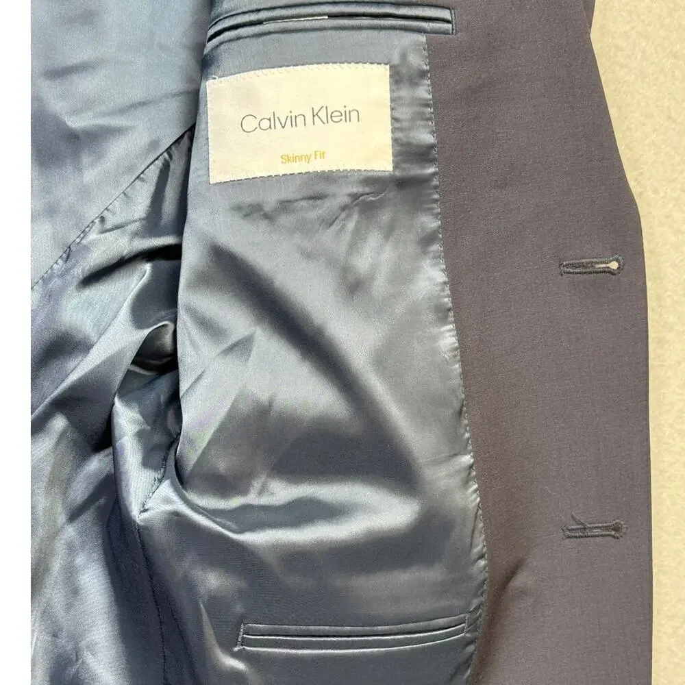 Calvin Klein Men's Slim Fit Wool Blend Suit Jacket Navy 44L $450